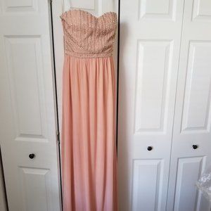 (NWT) Gianni Bini GB Junior long strapless dress peach beaded style #7796